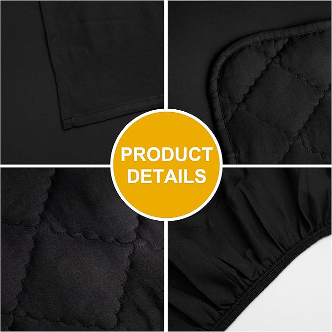 FLXXIE 4 Pieces Toddler Bedding Set, Soft and Breathable Microfiber Crib Sheet Set, Includes Quilted Comforter, Flat Top Sheet, Fitted Sheet, Envelope Pillow Case for Boys and Girls, Black