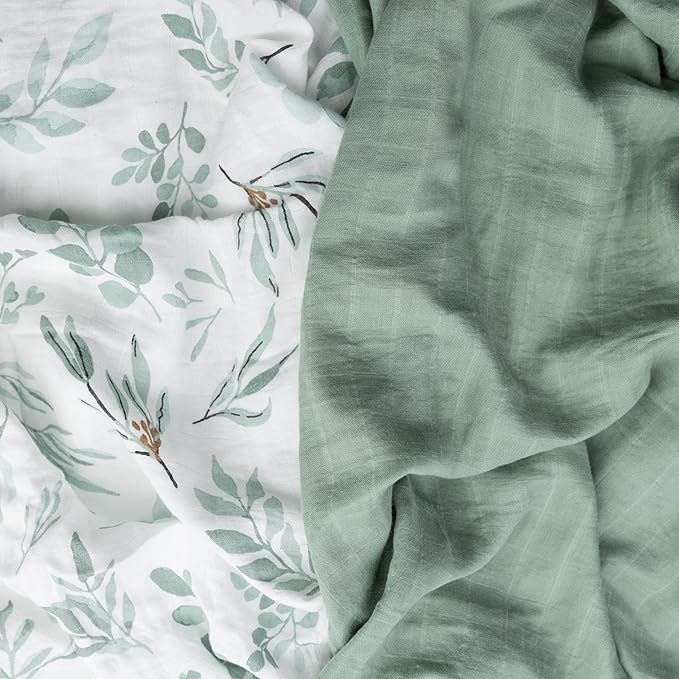 Organic Muslin Fitted Crib Sheet - Organic Crib Sheet for Standard Crib and Toddler Mattresses, Soft and Breathable, Solid Sage Green, Boho Baby, 28”x52”