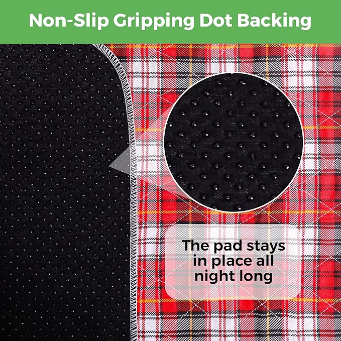 Bed Pads Washable Waterproof, Incontinence Bed Pads for Women and Men, Reusable Mattress Protector Underpads, Non-Slip, 36" x 34", Red Plaid, 2 Pack