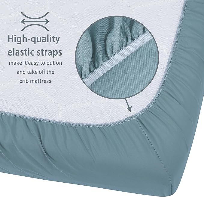 Baby Crib Sheets for Boys Girls, 2 Pack Fitted Crib Sheet for Standard Crib and Toddler Mattress, Soft Microfiber Baby Sheet 52x28x8in. (Clouds & Dark Green)