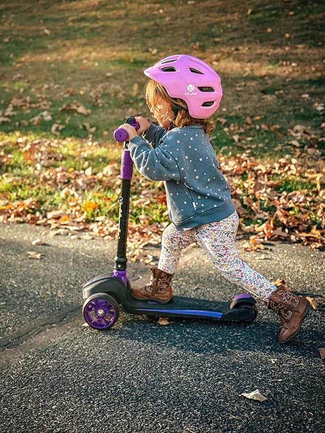 Nattork Kids Scooter for Age 3-8, Toddler Scooter with 4 Adjustable Height for Boys & Girls, Light Up 3-Wheels Foldable Kick Scooter, Lean to Steer, 120LB Weight Capacity