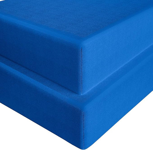 FLXXIE 2 Pack Microfiber Fitted Crib Sheets, Super Soft and Cozy Toddler Fitted Sheets for Standard Crib and Toddler Mattresses, 28x52, Royal Blue