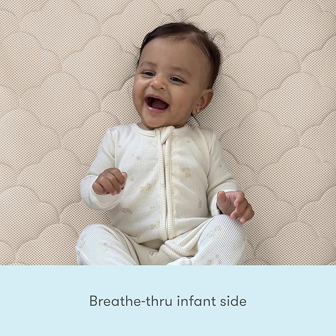 Newton Baby Waterproof Crib Mattress and Toddler Bed - Ultra-Breathable to Minimize Suffocation Risk, Washable Core & Cover, 2-Stage, Plush 5.5" Thick - Sandstone