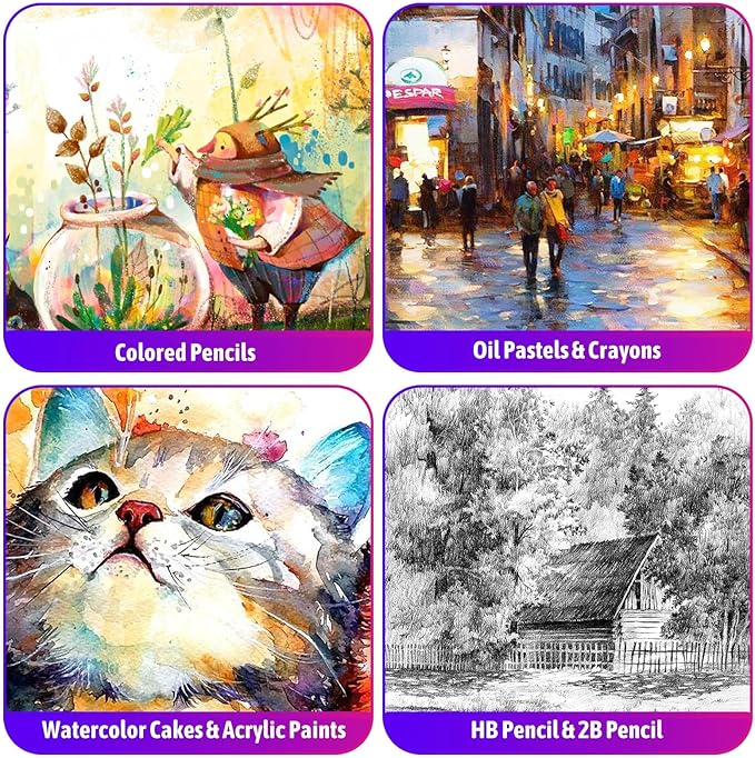 iBayam Art Supplies, 195 Pack Art Set Drawing Kit for Adult, Arts and Crafts Painting Kit, Art Kits Paint Set with Acrylic Pad, Sketchbooks, Watercolor Pad, Canvases, Gift Box