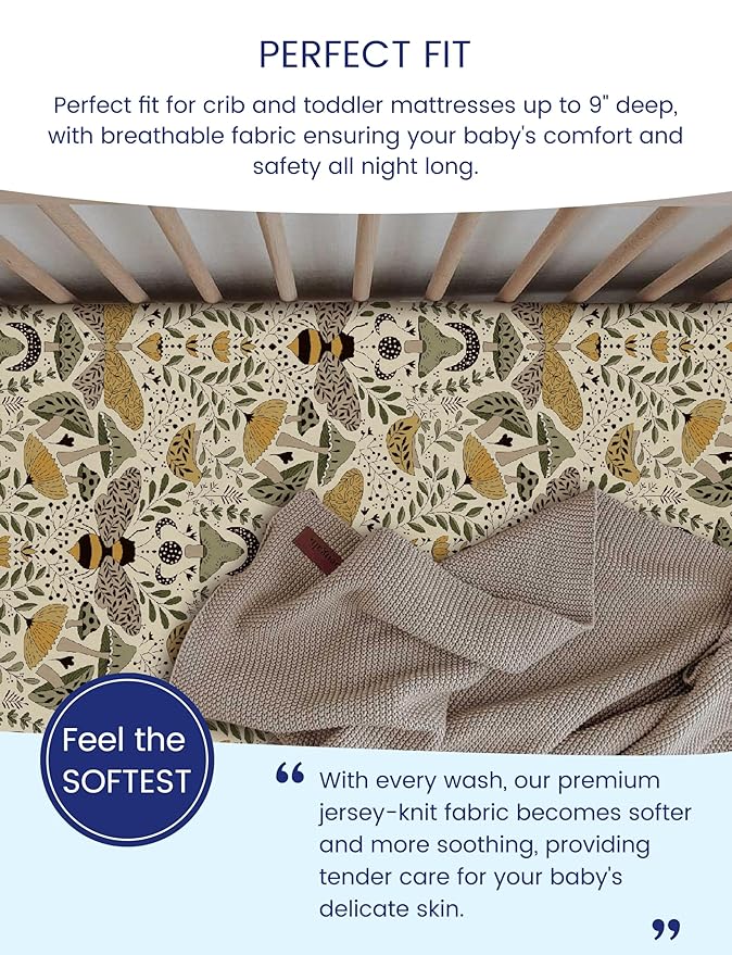 TotAha Premium Stretchy Crib Sheets (2-Pack)-Hypoallergenic, Silky Comfort, Buttery Soft, Calming Effect, All-Season Jersey-Knit Sheets, 9'' Extra Deep Pocket, Animal Print