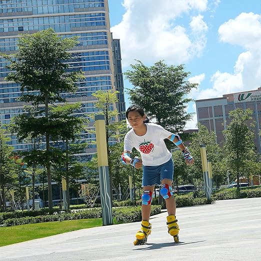 Kids/Youth Knee Pads Elbow Pads Wrist Guards 3 in1Protective Set, for 3-15 Years Child Roller Skates, Cycling, Inline Skating, Skateboard, BMX Bike, Balance Bike, Scooter Riding Sports