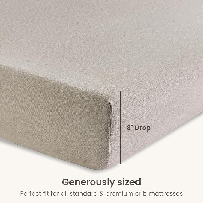 Bioweaves Organic Cotton Muslin Mini Crib Sheet, GOTS Certified Fitted Mini Crib Mattress Sheet, Extra Soft & Breathable for Toddler, Baby Boys & Girls, 38" x 24", 5 Inch Pocket, Wind Chime