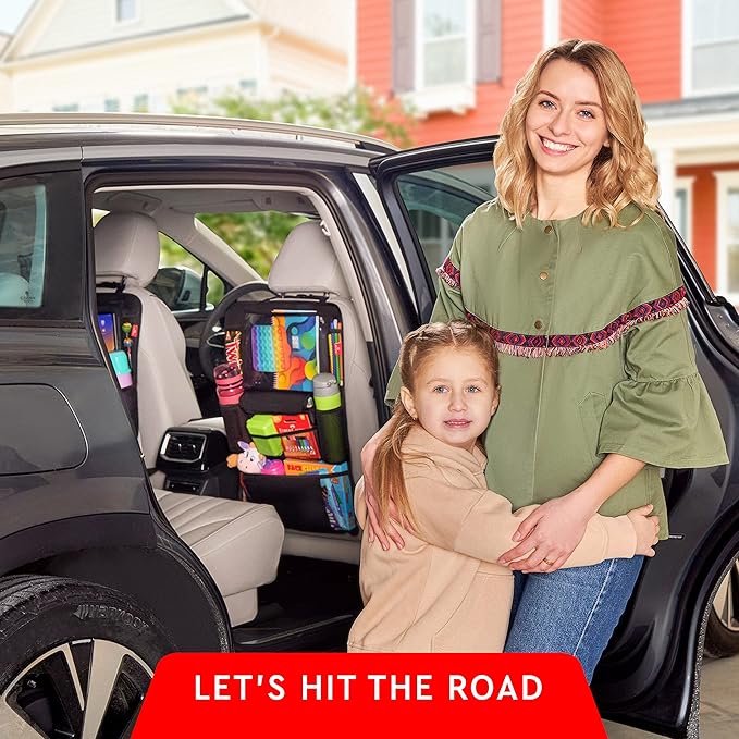 Helteko Car Seat Organizer, Ultra Version Kids Backseat Car Organizers and Storage, Waterproof Back Seat Protector Kick Mats with Tablet Holder 12 in, Car Accessories Interior and Travel Essentials.