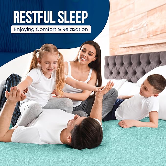 Utopia Bedding Waterproof Mattress Protector King Size, Premium 200 GSM Terry Mattress Cover, Soft & Breathable Bed Cover, Fitted Sheet Style with Stretchable Deep Pockets 17" (Spa Blue)