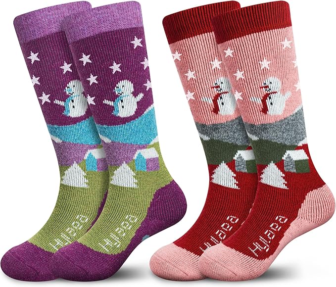 Hylaea Merino Wool Ski Socks Kids, Knee-high Warm Thermal Snowboard Skating Socks for Boys Girls Toddler