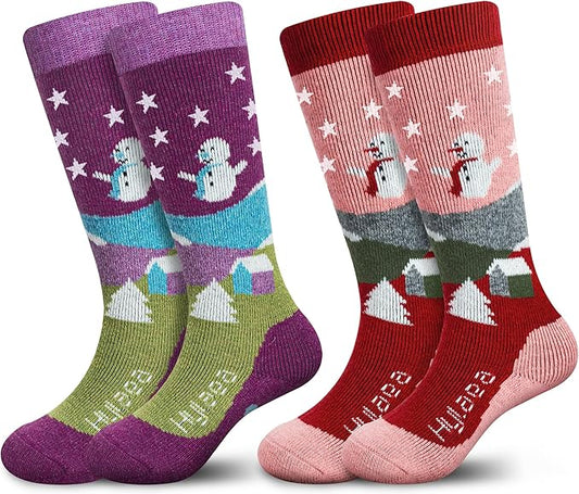 Hylaea Merino Wool Ski Socks Kids, Knee-high Warm Thermal Snowboard Skating Socks for Boys Girls Toddler