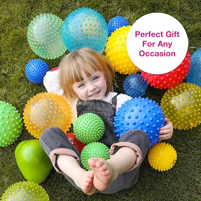 Edushape Original Sensory Balls - Pack of 3 Colorful Baby Balls and Toddler Ball; Enhances Gross Motor Skills for Kids 6 Months and Up