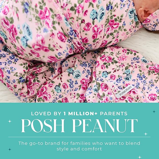 Posh Peanut Soft Baby Swaddle & Headband Set – Viscose from Bamboo Newborn Wrap Receiving Blanket, Nursing or Stroller Cover (Pixie)
