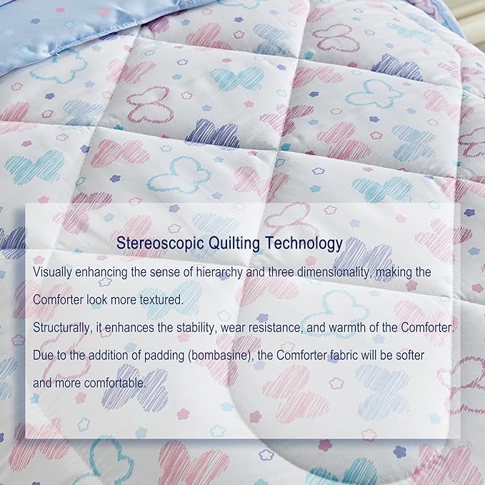 JHXHMX Butterfly Toddler Bedding Set for Girls,4 Pieces Bed-in-a-Bag Toddler Bed Set,Soft Crib Comforter Sheet Set Including Comforter,Fitted Sheet,Flat Sheet and Pillowcase-White