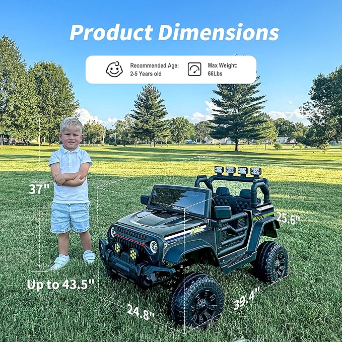24V Kids Ride on Car, Kids Electric Vehicles Car Ride on Toy Truck for Toddlers 3-5 w/Remote Control, 400W Motor - Black