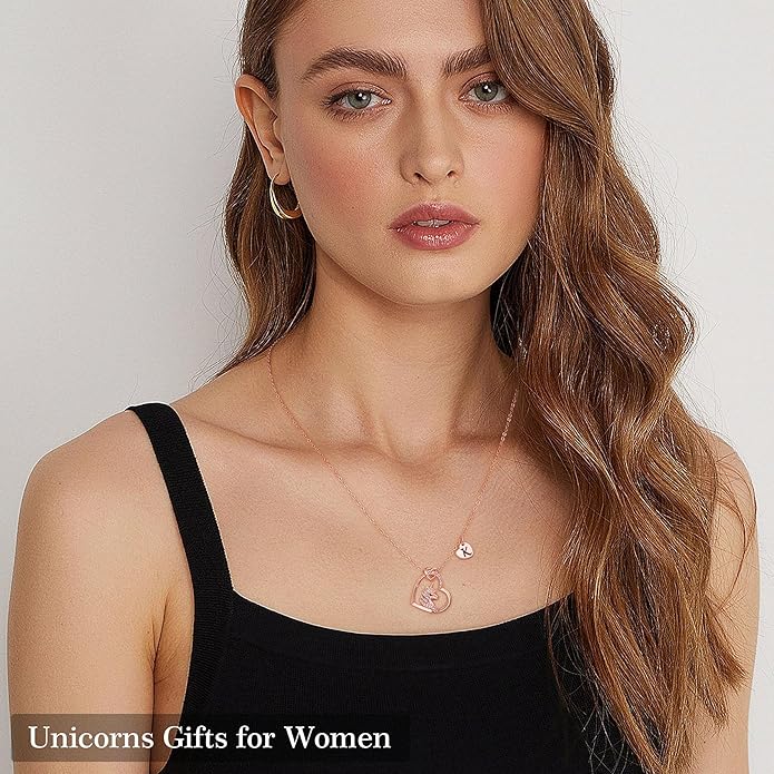 Hidepoo Stocking Stuffers for Teen Girls Kids - Colorful CZ Heart Pendant Initial Unicorn Necklaces for Girl Jewelry Birthday Gift Christmas Gifts for Grandkids Girls Kid