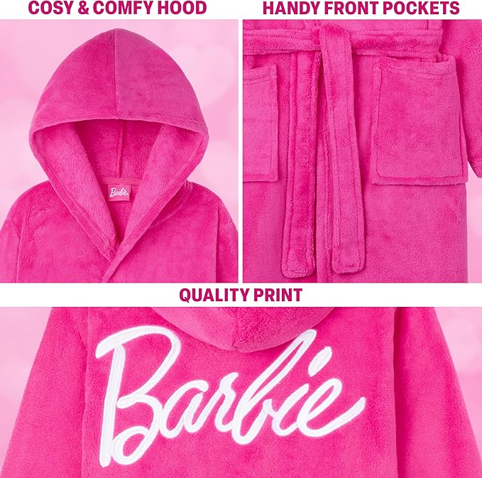 Get Trend Fleece Bathrobe for Girls, Teens, Dressing Gown, Soft Hooded Robe, Cozy Loungewear, Sleepwear Gifts for Girls