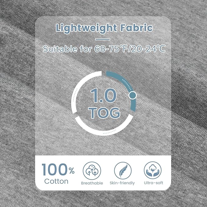 ZIGJOY Baby Transitional Swaddles for Newborns: 0.5 Tog Arms Up Sleep Sack 3-6-12 Months Soft Cotton Shark Fin 2 Way Zipper