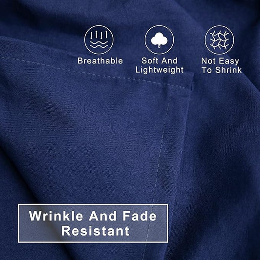 FLXXIE 4 Pieces Toddler Bedding Set, Soft and Breathable Microfiber Crib Sheet Set, Includes Quilted Comforter, Flat Top Sheet, Fitted Sheet, Envelope Pillow Case for Boys and Girls, Navy Blue