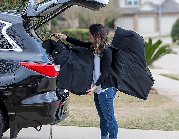 Zohzo Car Seat Travel Bag — Adjustable, Padded Backpack for Car Seats — Car Seat Travel Tote (Gray with Black Trim)