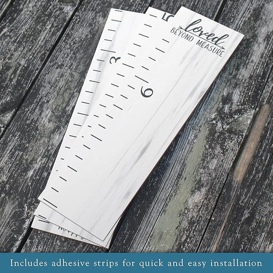 Farmhouse Style Wooden Kids Growth Chart Ruler for Boys and Girls (Weathered White - NTT)