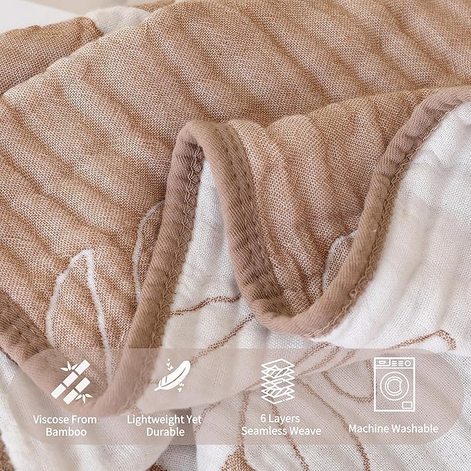 Ultra-Soft Muslin Baby Blanket - Swaddle & Crib, 43x43 (Leaf Floral)