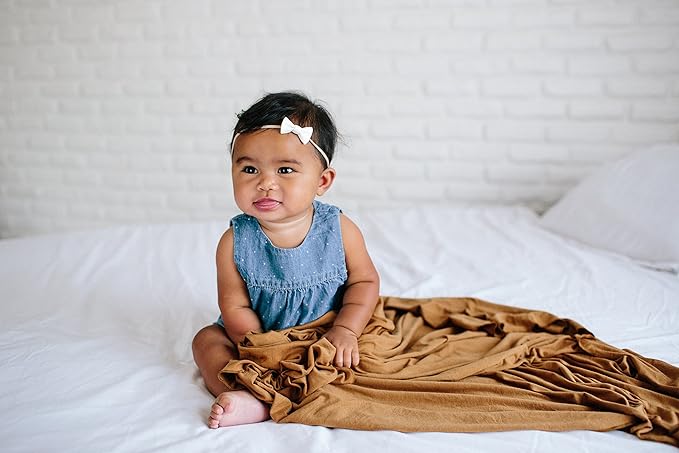 Copper Pearl Baby Swaddle Blanket - Premium Knit Baby Blanket, Large Soft Stretchy Receiving Blankets for Baby Boy and Girl, Swaddles for Newborn, Infant, and Toddler (Camel)