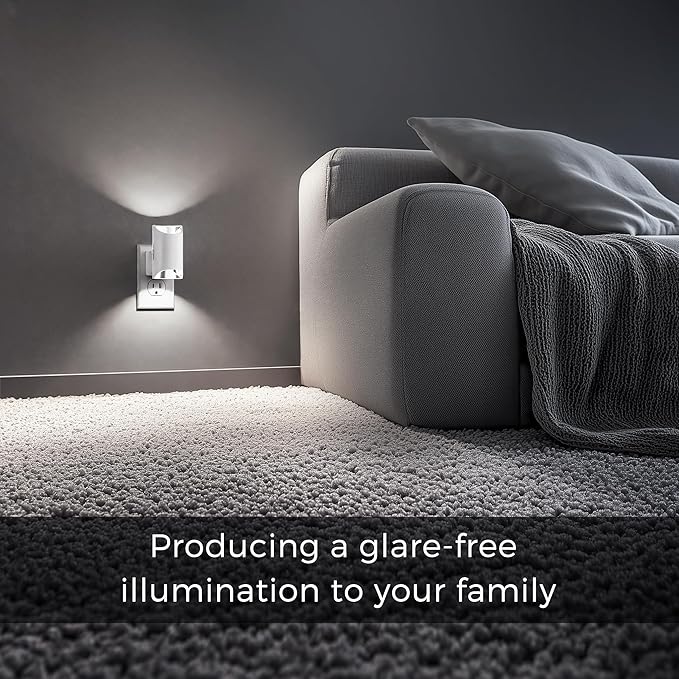 L LOHAS LED Night Light, Bright Night Light, Night Lights Plug into Wall, 5000K Daylight White, Dimmable Night Light 0-100LM with Light Sensor, Plug in Night Light for Hallway Bathroom Kitchen, 2 Pack