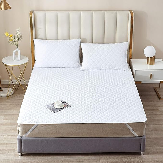 Elif Twin Size Mattress Protector, Waterproof, Quilted Cover Pad with Elastic Band Straps for Kids, Soft&Comfortable, Breathable, Vinyl Free (Twin)