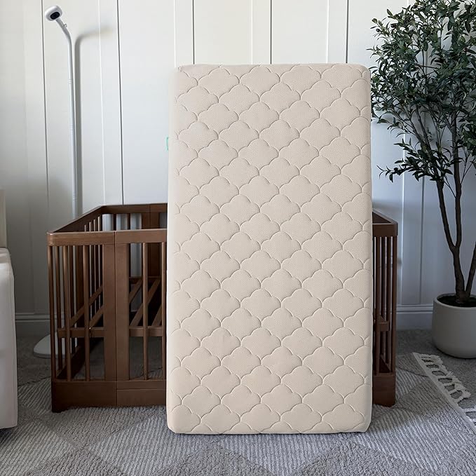 Newton Baby Waterproof Crib Mattress and Toddler Bed - Ultra-Breathable to Minimize Suffocation Risk, Washable Core & Cover, 2-Stage, Plush 5.5" Thick - Sandstone