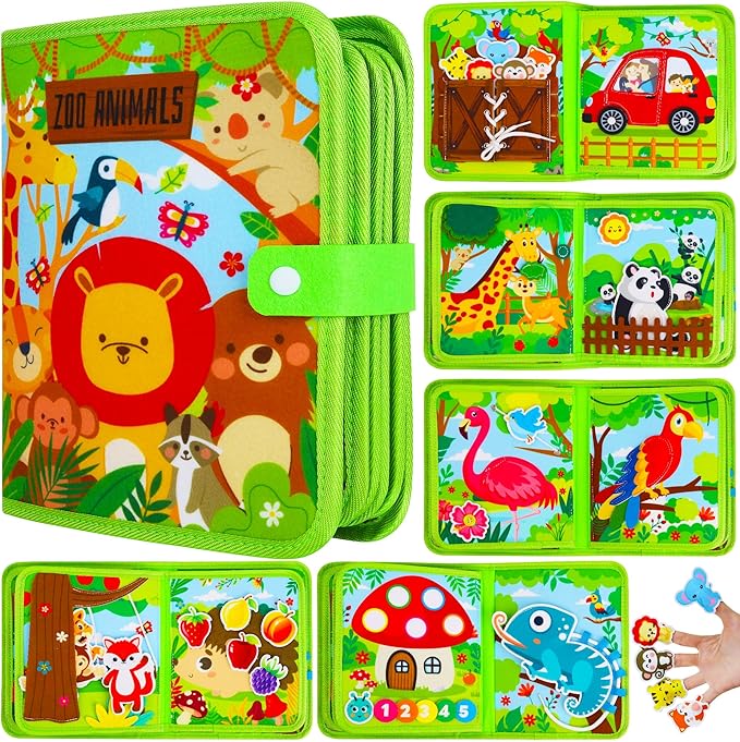 Toddler Busy Board Montessori Toys for 3 Year Old - Farm Busy Book Educational Learning Sensory Toy for Boys Girls - Christmas Birthday Gifts for Toddlers Travel Toys for Airplane Car