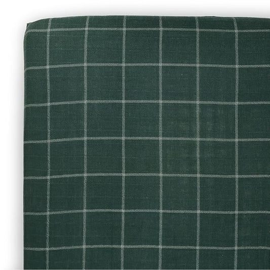 Little Unicorn Fitted Crib Sheet | 100% Cotton Muslin | Super Soft | Sized for Standard Baby Crib & Toddler Mattress | Machine Washable | 52” x 28” x 6” (Evergreen Plaid)