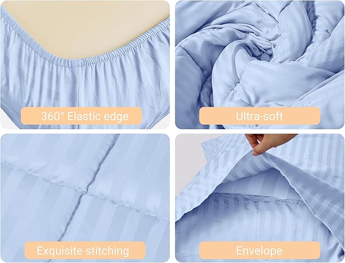 ZPECC Toddler Bedding Set - 4 Piece Hypoallergenic Baby Crib Bedding Set for Boys and Girls, Includes Toddler Comforter, Flat Sheet, Fitted Sheet and Pillowcase, Baby Blue
