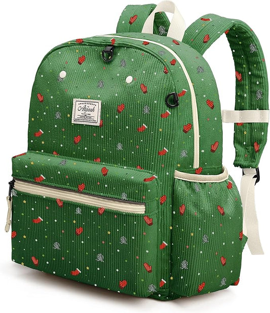 atgark Corduroy Kids Backpack for Girls 6-10: Girls Backpacks for Elementary Kindergarten 15” H Fit Folder