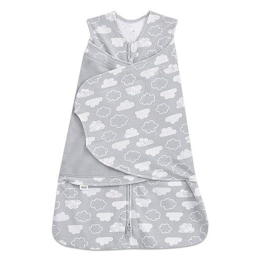 HALO 100% Cotton Sleepsack Swaddle, 3-Way Adjustable Wearable Blanket, TOG 1.5, Clouds, Small, 3-6 Months