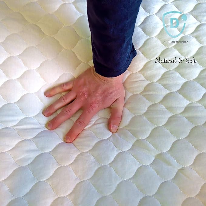 Organic Cotton Waterproof Fitted Crib Pad - Natural Baby Crib Mattress Cover & Protector - Unbleached, Non-Toxic & Hypoallergenic (28" x 52" x 7")