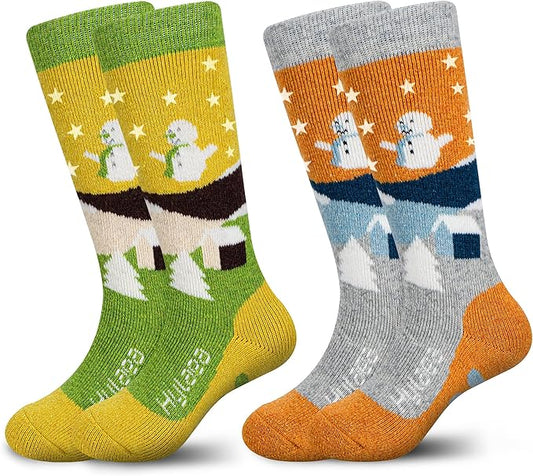 Hylaea Merino Wool Ski Socks Kids, Knee-high Warm Thermal Snowboard Skating Socks for Boys Girls Toddler