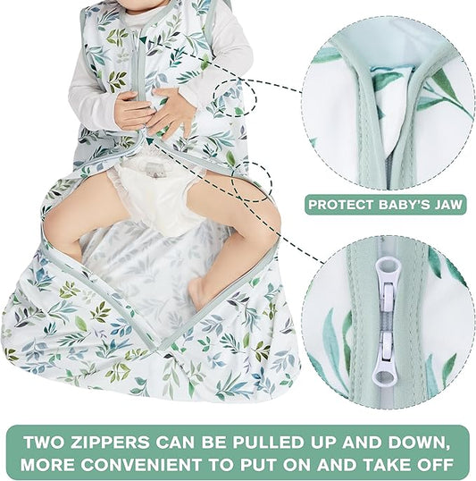 Newborn Sleep Sack Baby Swaddle,TOG 0.5 Baby Wearable Blanket,Baby Sleeping Bag (Leaf&Clouds, 3-6 Months)