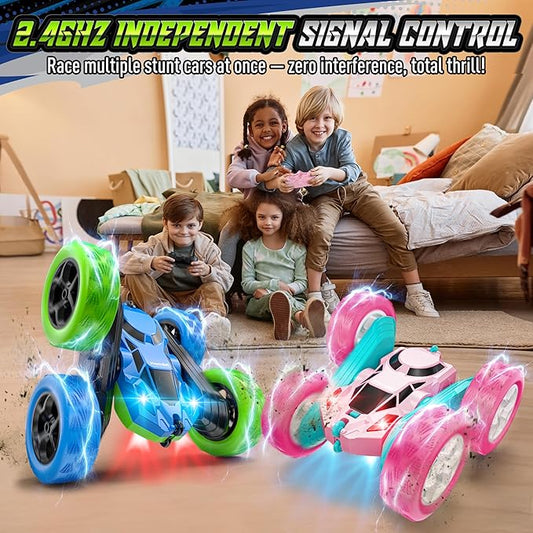 Upgraded RC Car for Kids, 360° Rotating Double Sided Stunt Vehicle with Headlights, 2.4GHz 4WD Remote Control Car, USB-C Rechargeable Electric Toy, Birthday for Boys & Girls