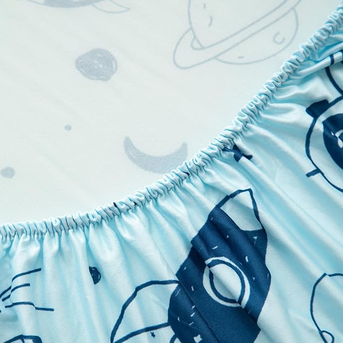 SDIII 2 Pack Astronaut Space Crib Sheets for Boys Girls 52×28 Stretchy Microfiber Jersey Knit Space Sheet for Standard Crib and Toddler Mattress