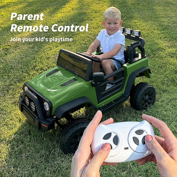 Kids Ride on Car Toy, 24V Electric Car for Kids with Remote Control, 2x200W Motors - Army Green