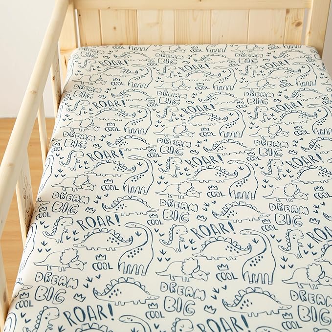 SDIII 2 Pack Dinosaur Crib Sheets for Boys 52×28 Stretchy Microfiber Jersey Knit Fall Crib Sheets Dinosaur for Standard Crib and Toddler Mattress