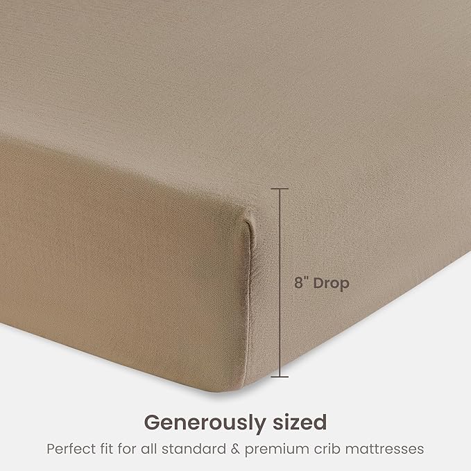 Bioweaves Organic Cotton Muslin Mini Crib Sheet, GOTS Certified Fitted Mini Crib Mattress Sheet, Extra Soft & Breathable for Toddler, Baby Boys & Girls, 38" x 24", 5 Inch Pocket, Irish Cream