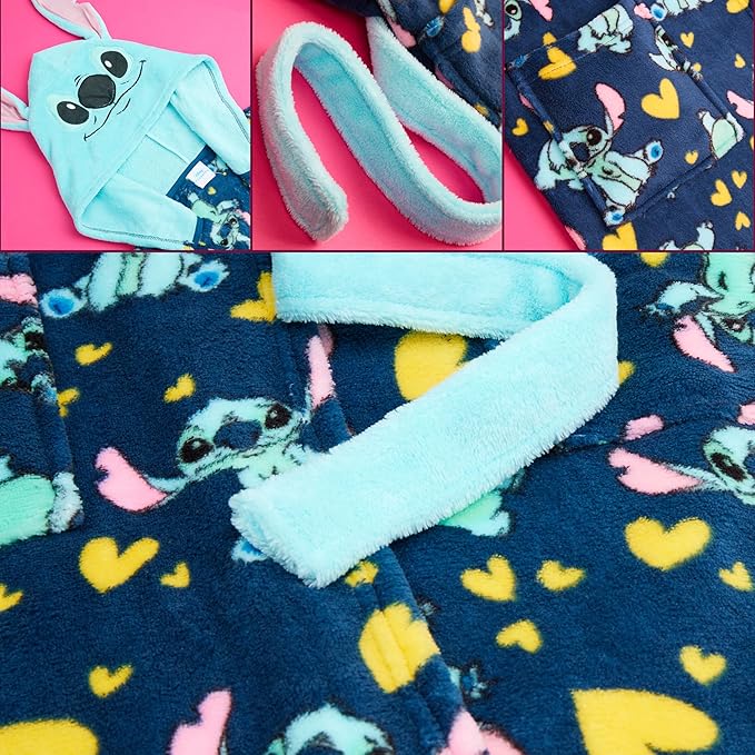 Get Trend Fleece Bathrobe for Girls, Teens, Dressing Gown, Soft Hooded Robe, Cozy Loungewear, Sleepwear Gifts for Girls