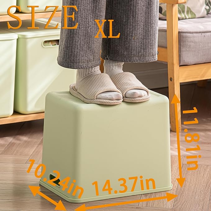 Gaoaodeyu 4 pack large plastic White storage bins Baskets, Toy Box Chest with Lids and Handle，Organizer Containers for Baby，Kids,snacks,Nursery，Shelves，Playroom, Bedroom，Office,Closet，home