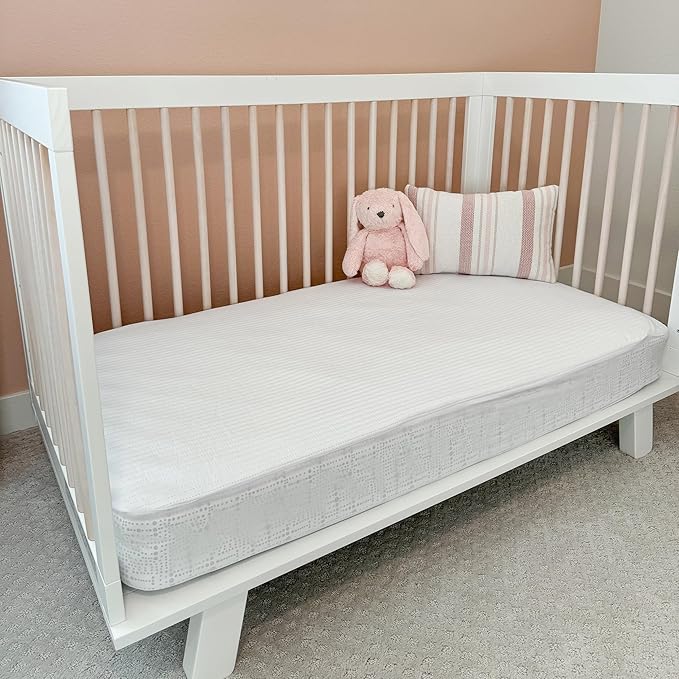 Dreamology Mini Crib Mattress Protector, 2 Pack, Mini Mattress Protector for Baby Girl and Baby Boy, Soft, Quilted Crib Mattress Pad Cover, Waterproof for Mini Mattress, 38x24 (White)