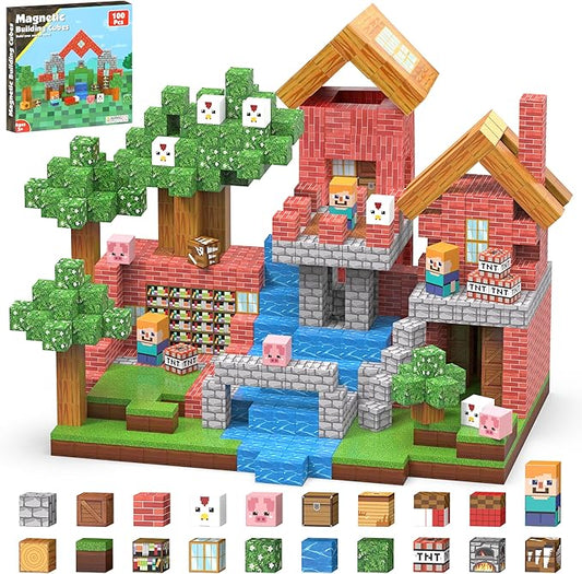Magnetic Blocks Safe Creative Building Set Magnetic Cubes Compatible with Major Brands, STEM Montessori Toys for Toddlers - Birthday for Kids Ages 3+, 100pcs