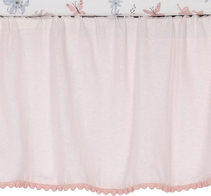 Lambs & Ivy Baby Blooms 3-Piece Pink Floral/Butterfly Baby Crib Bedding Set