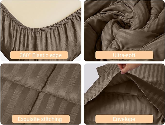 ZPECC Toddler Bedding Set - 4 Piece Hypoallergenic Baby Crib Bedding Set for Boys and Girls, Includes Toddler Comforter, Flat Sheet, Fitted Sheet and Pillowcase, Brown