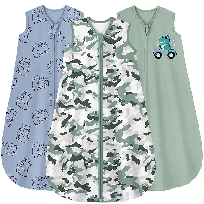 Yoofoss Baby Sleep Sack 6-12 Months Wearable Blanket for Babies 100% Organic Cotton 2-Way Zipper TOG 0.5 Toddler Sleeping Sack 3 Pack, Comfy Lightweight Sleep Sacks
